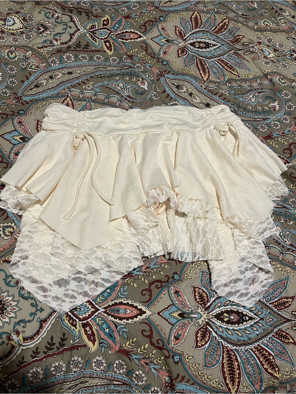 Windsor Cream Asymmetrical Lace Ruffle Skirt